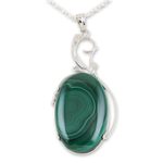 Malachite choker, 'Verdant India' - Sterling Silver Choker Malachite Necklace