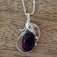 Amethyst pendant necklace, 'Wild Orchid'