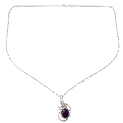Halskette mit Amethyst-Anhänger - Handgefertigte Halskette mit Amethyst-Anhänger aus Sterlingsilber