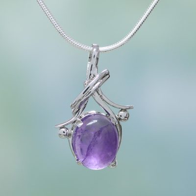 Amethyst pendant necklace, 'Forever Yours' - Amethyst pendant necklace