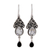 Quartz and onyx dangle earrings, 'Queen of Jaipur' - Quartz and Onyx Silver Dangle Earrings (image 2a) thumbail