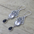 Quartz and onyx dangle earrings, 'Queen of Jaipur' - Quartz and Onyx Silver Dangle Earrings (image 2b) thumbail