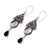 Quartz and onyx dangle earrings, 'Queen of Jaipur' - Quartz and Onyx Silver Dangle Earrings (image 2c) thumbail