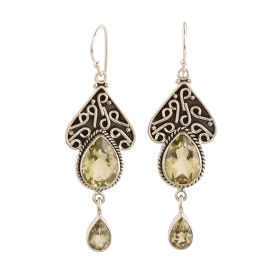 Sterling silver dangle earrings, 'Queen of Jaipur' - Fair Trade Jewelry Sterling Silver and Quartz Earrings