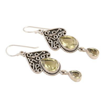 Sterling silver dangle earrings, 'Queen of Jaipur' - Fair Trade Jewelry Sterling Silver and Quartz Earrings