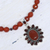 Garnet and carnelian pendant necklace, 'Passionate' - Garnet and Carnelian Necklace India Silver Jewellery