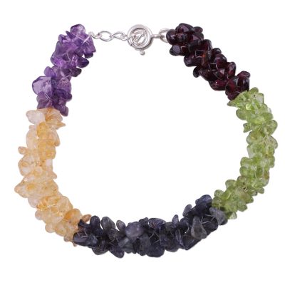 Garnet and peridot beaded bracelet