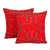 Cotton cushion covers, 'Sequences' (pair) - Cotton Red Cushion Covers Set 2 Throw Pillows thumbail