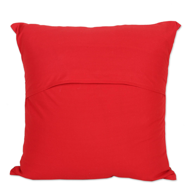 Cotton cushion covers, 'Sequences' (pair) - Cotton Red Cushion Covers Set 2 Throw Pillows