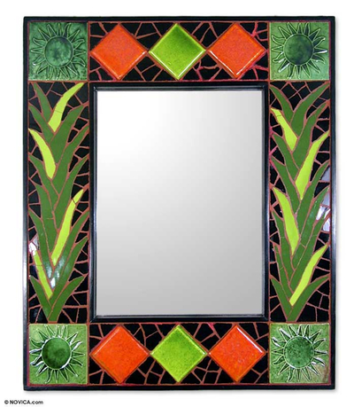 Artisan Crafted Mosaic Tile Wall Mirror from India