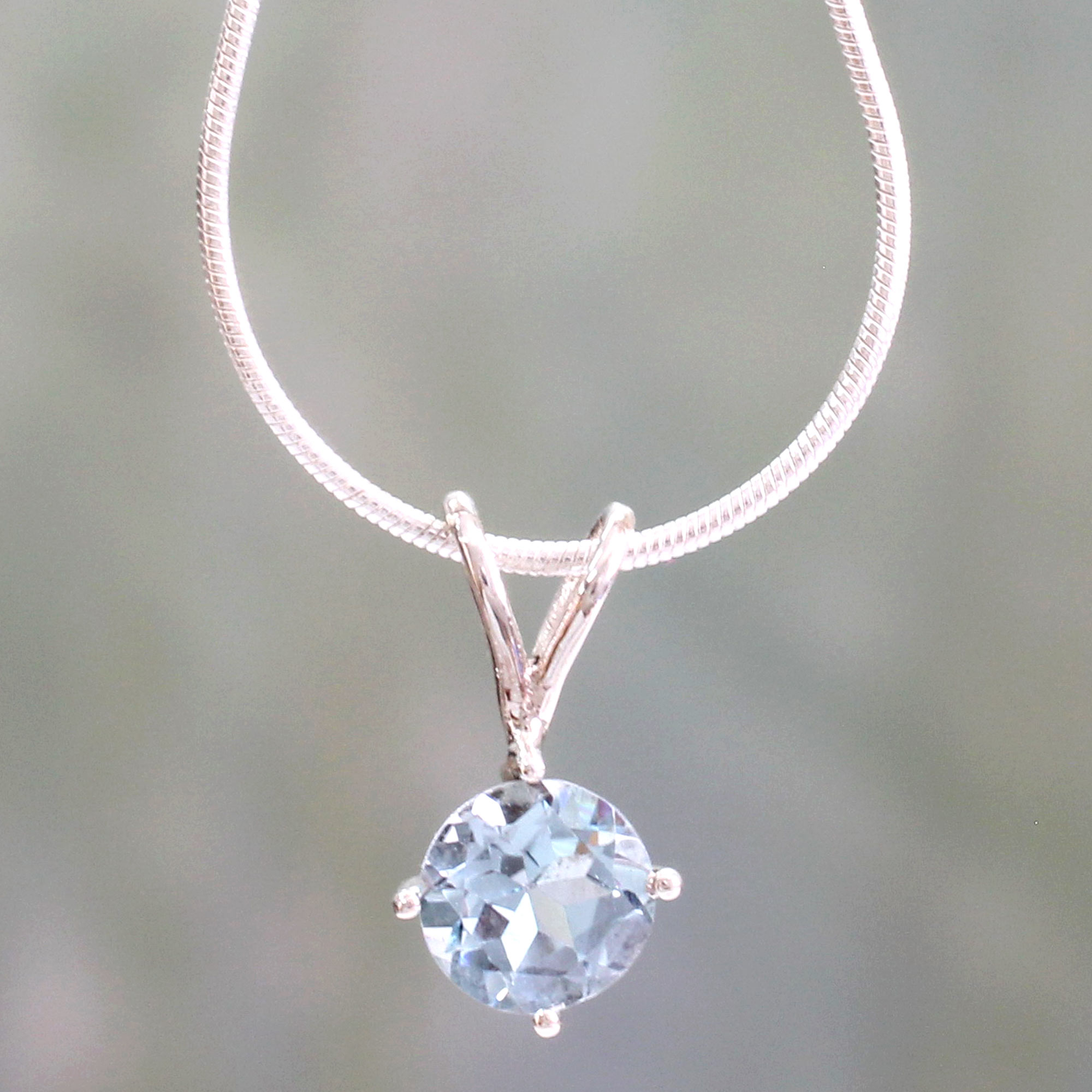 UNICEF Market | Unique Silver Necklace with Blue Topaz Gemstone Pendant ...