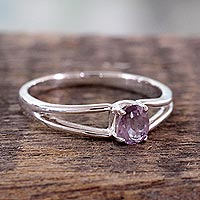 Amethyst solitaire ring, 'Lilac Solitaire'