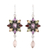 Multi-gemstone flower earrings, 'Precious Petals' - Floral Multigem Dangle Earrings from India