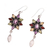Multi-gemstone flower earrings, 'Precious Petals' - Floral Multigem Dangle Earrings from India (image 2c) thumbail