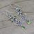 Pendientes colgantes de peridoto - Pendientes florales de peridoto en plata de ley Joyería artesanal