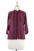 Cotton blouse, 'Ikat Stars' - Hand Made Women's Geometric Cotton Patterned Blouse Top (image 2c) thumbail