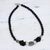 Onyx and moonstone strand necklace, 'Treasure' - Onyx and moonstone strand necklace thumbail