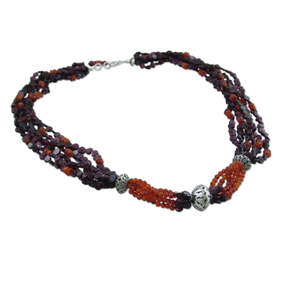 Granat- und Karneolstrang-Halskette - Granat- und Karneolstrang-Halskette