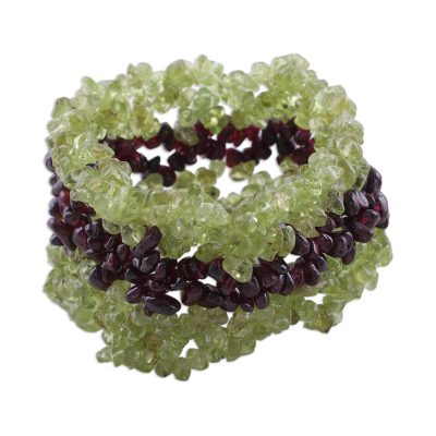 Natural Peridot and Garnet Bracelet from India Jewelry
