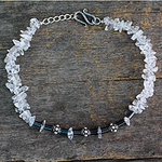 Sterling Silver with Quartz and Hematite Anklet from India, 'Ice Princess'