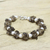 Pearl and smoky quartz beaded bracelet, 'Hazy Moon' - Pearl and smoky quartz beaded bracelet (image 2) thumbail
