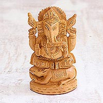 Wood statuette, 'Ganesha's Mouse'