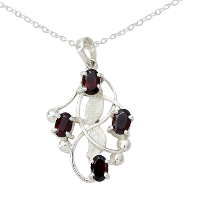 Artisan Crafted Silver and Garnet Pendant Necklace
