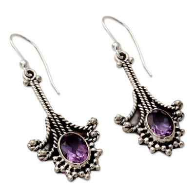 Amethyst chandelier earrings, 'Waltz' - Amethyst chandelier earrings