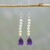 Pearl and amethyst earrings, 'Timeless Treasures' - Pearl and amethyst earrings thumbail
