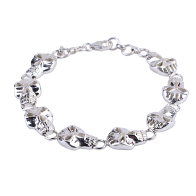 Men's sterling silver bracelet, 'Deadly Smile' - Bracelet for Men in Sterling Silver Jewelry