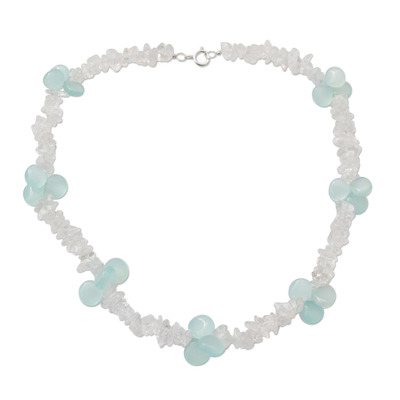 Quartz and chalcedony choker, 'Icicles' - Blue Ice Queen Quartz and Chalcedony Choker Necklace