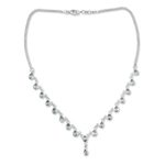 Blue topaz waterfall necklace, 'Ocean Dew' - Indian Jewelry Sterling Silver Blue Topaz Necklace