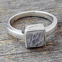 Anillo solitario piedra luna - Anillo de piedra lunar de la India Joyas de plata esterlina