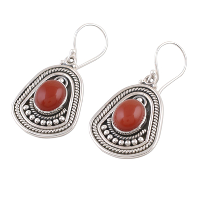 Sterling silver dangle earrings, 'Charm of India' - Sterling silver dangle earrings
