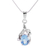 Blue topaz floral necklace, 'Dazzling Dew' - Sterling Silver Necklace Cubic Zirconia Blue Handmade  thumbail