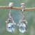 Blue topaz dangle earrings, 'Dazzling Dew' - Handcrafted Sterling Silver Blue Topaz Earring Floral Jewelr thumbail