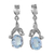 Blue topaz dangle earrings, 'Dazzling Dew' - Handcrafted Sterling Silver Blue Topaz Earring Floral Jewelr (image 2a) thumbail