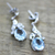 Blue topaz dangle earrings, 'Dazzling Dew' - Handcrafted Sterling Silver Blue Topaz Earring Floral Jewelr (image 2b) thumbail