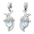 Blue topaz flower earrings, 'Scintillating Bouquet' - Hand Crafted Silver and Blue Topaz Earrings thumbail