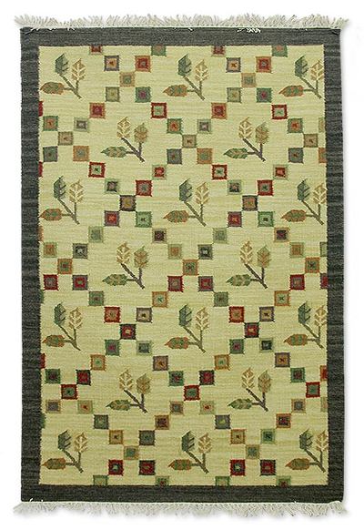Fair Trade Area Rug Handmade Wool Dhurrie 4x6 Autumn Harmony Wool Rug Autumn Harmony 4x6 Fair Trade Area Handmade