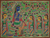 Madhubani painting, 'Fun With Krishna' - Indian Madhubani Painting thumbail