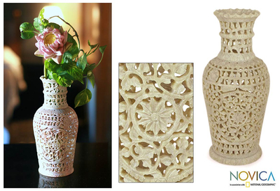 Vase aus Speckstein - Fair gehandelte Vase aus Speckstein, dekorativ, handgefertigt