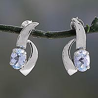 Blue topaz earrings, 'Skylight' - Blue topaz earrings