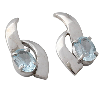 Blue topaz earrings, 'Skylight' - Blue topaz earrings
