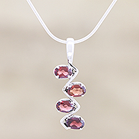 Garnet necklace, 'Flash' - Garnet necklace