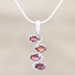 Garnet necklace, 'Flash' - Garnet necklace