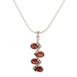 Garnet necklace, 'Flash' - Garnet necklace