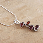 Garnet necklace, 'Flash' - Garnet necklace