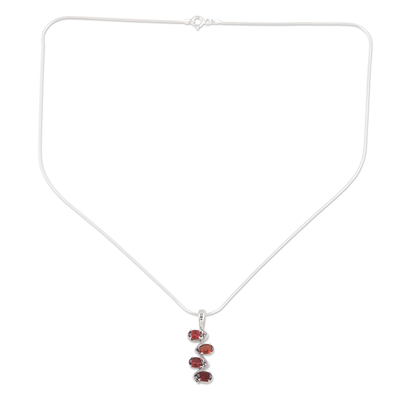 Garnet necklace, 'Flash' - Garnet necklace