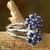 Iolite cluster ring, 'Dazzling Daisies' - Sterling Silver Cocktail Ring with Iolite Floral Jewellery